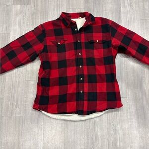 Red Head Brand Co Mens XL Long Sleeve Red Plaid Flannel Sherpa Lined Shirt THICK